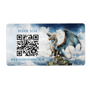 Blue Turquoise Celtic Dragon QR Code Wedding Info