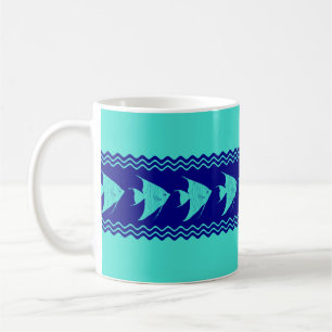 Blue Turquoise Coastal Angelfish Stripes Coffee Mug