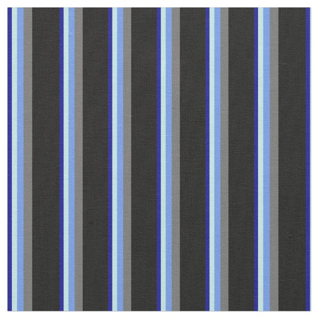 Blue, Turquoise, Cornflower Blue, Dim Grey & Black Fabric (Close Up)