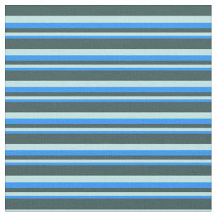 Blue, Turquoise & Dark Slate Grey Lined Pattern Fabric