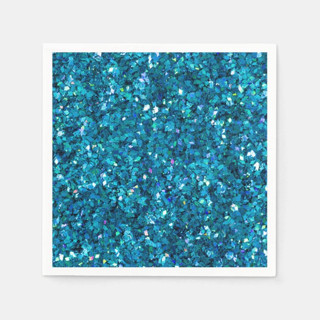 Blue Turquoise Glittering Napkin (Front)