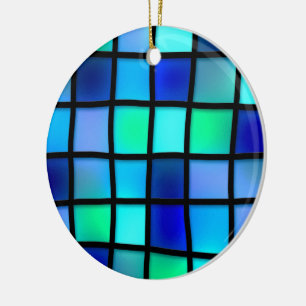 Blue Turquoise Green Purple Stained Glass Art Ceramic Tree Decoration