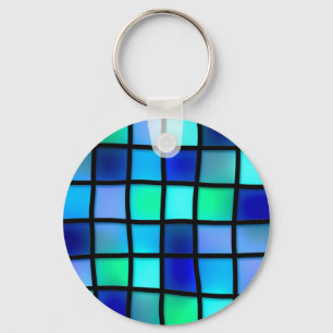 Blue Turquoise Green Purple Stained Glass Art Key Ring