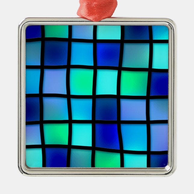 Blue Turquoise Green Purple Stained Glass Art Metal Tree Decoration (Front)