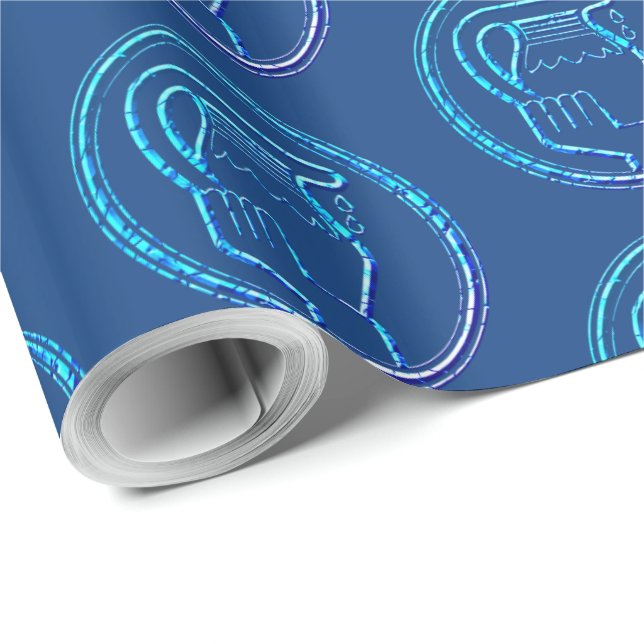 Blue Turquoise Horoscope Zodiac Star Sign Aquarius Wrapping Paper (Roll Corner)