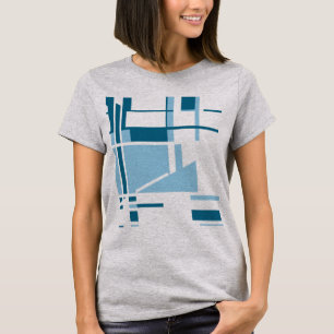 Blue Turquoise MCM-inspired Geometric Abstract Art T-Shirt