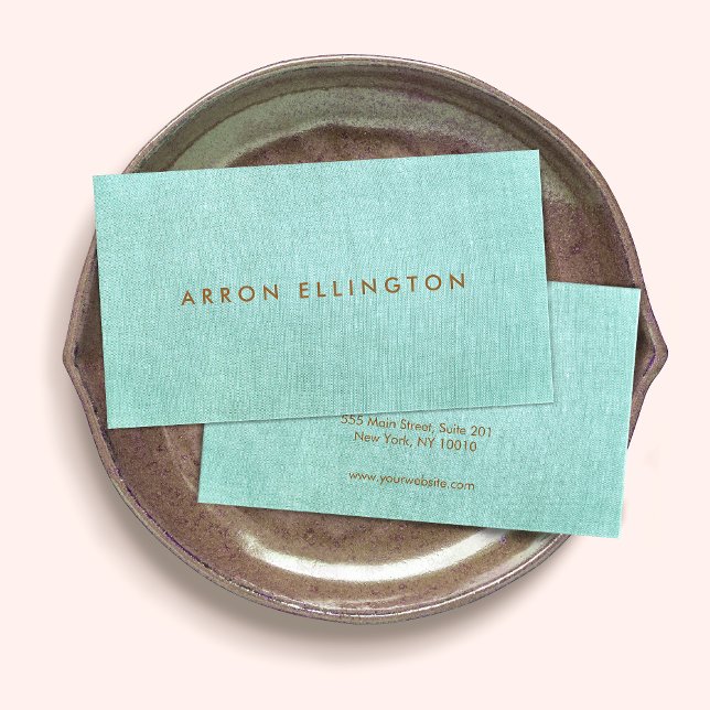 Blue Turquoise Minimalistic  Business Card (Creator Uploaded)