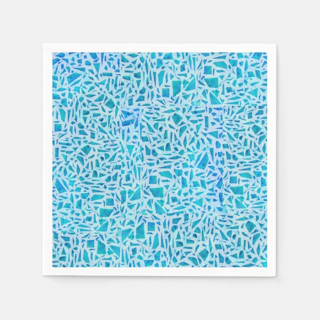 Blue Turquoise Mosaic Glass Tile Modern Chic Napkin (Front)