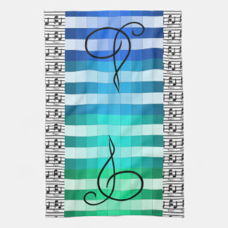 Blue Turquoise Musical Music Musician Kitchen Gift Tea Towel