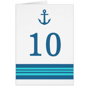 Blue Turquoise Nautical Anchor Table Number Card