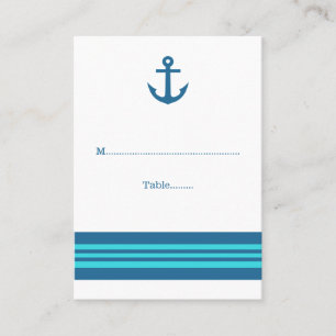 Blue Turquoise Nautical Anchor Wedding Place Cards