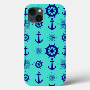 Blue Turquoise Nautical Coastal Boating iPhone 13 Case