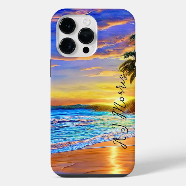 Blue Turquoise Ocean Sunset  iPhone Case (Back)