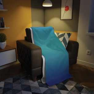 Blue Turquoise Ombre Modern Fleece Blanket
