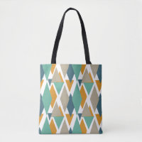 Blue Turquoise Orange Tan Diamonds and Triangles