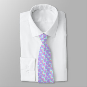 Blue Turquoise Pink Violet Purple Feather Pattern Tie