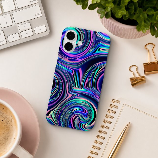 Blue Turquoise Purple Pink Spiral Art Pattern Case-Mate iPhone Case (Creator Uploaded)