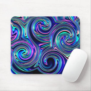 Blue Turquoise Purple Pink Spiral Art Pattern Mouse Mat