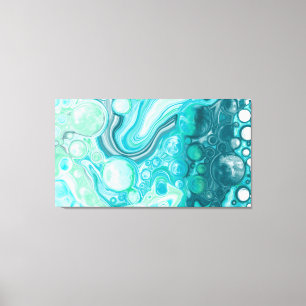 Blue, Turquoise Sea Waves and Bubbles  Canvas Print