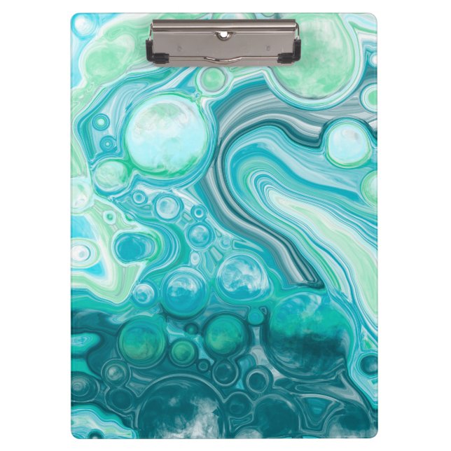 Blue, Turquoise Sea Waves and Bubbles    Clipboard (Front)