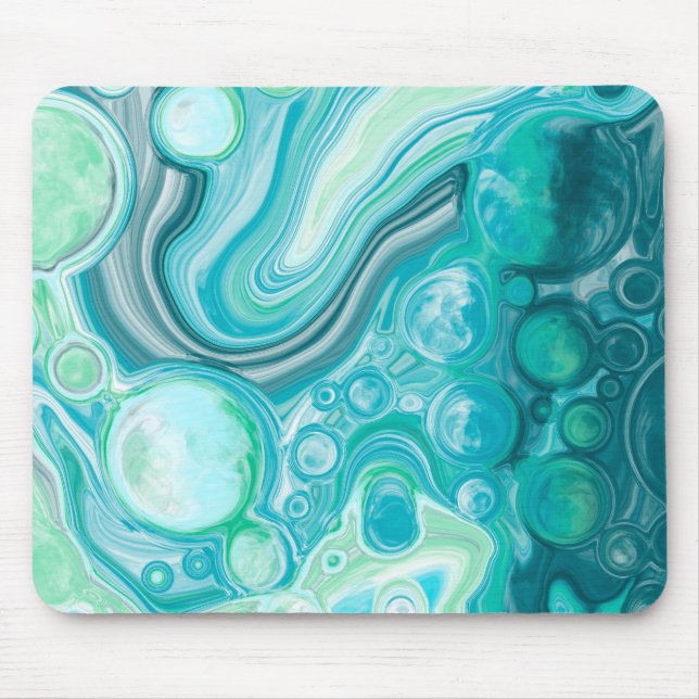 Blue, Turquoise Sea Waves and Bubbles    Mouse Mat (Front)
