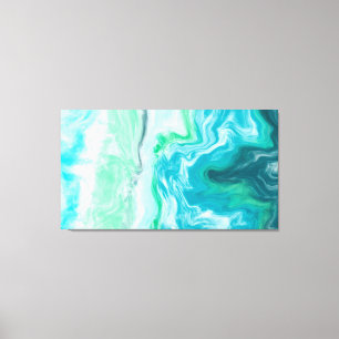 Blue, Turquoise Sea Waves Digital Fluid Art   Canvas Print