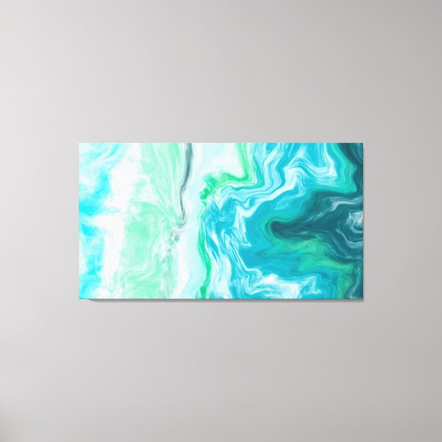 Blue, Turquoise Sea Waves Digital Fluid Art   Canvas Print (Front)