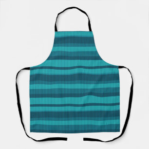 blue turquoise shades striped vertical pattern apron