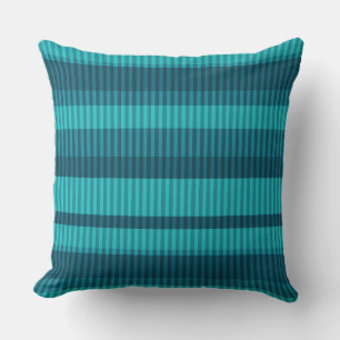 blue turquoise shades striped vertical pattern cushion