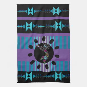 Blue Turquoise Southwestern Kokopelli Tea Towel