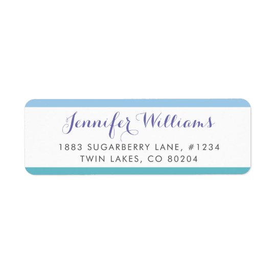 Blue Turquoise Stripes Modern Return Address Label