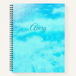 Blue, Turquoise Swirling Caribbean Personalised Notebook