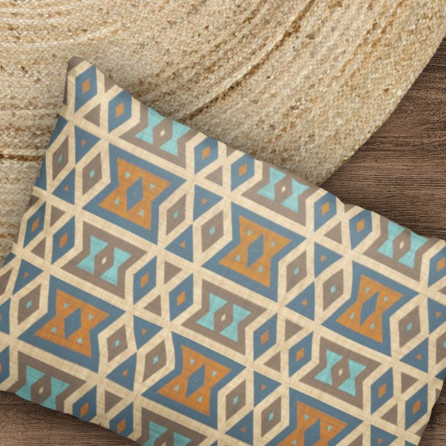 Blue Turquoise Teal Orange Brown Tribal Pattern Pillowcase (Creator Uploaded)