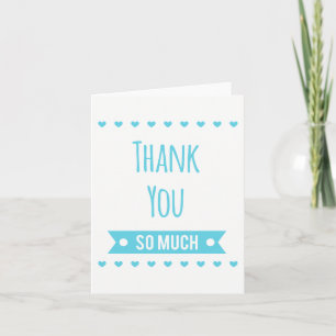 Blue Turquoise Thank You Hearts - Wedding Party Card