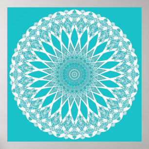 Blue Turquoise Tristyns Mandala Poster