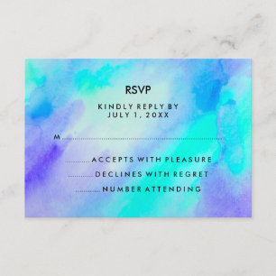 Blue Turquoise Watercolor Look Bat Mitzvah RSVP