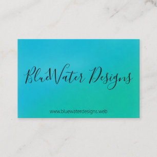 Blue Turquoise Watercolour With Calligraphy Font Business Card