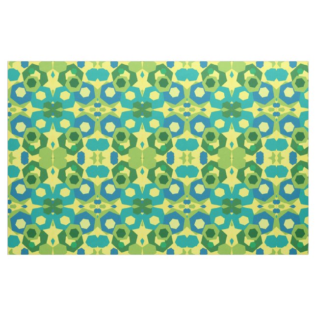 Blue Turquoise Yellow Green Hexagons Fabric (Fat Quarter)