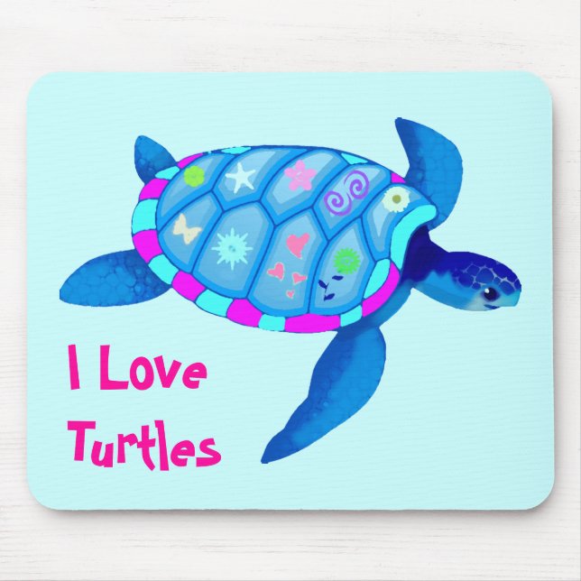 Blue Turtle Mouse Pad (Front)