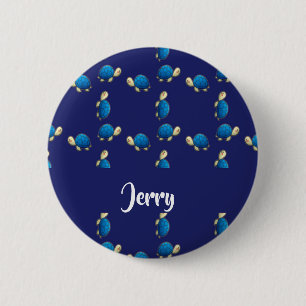 blue turtles 6 cm round badge