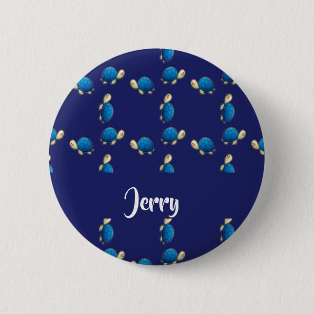 blue turtles 6 cm round badge (Front)
