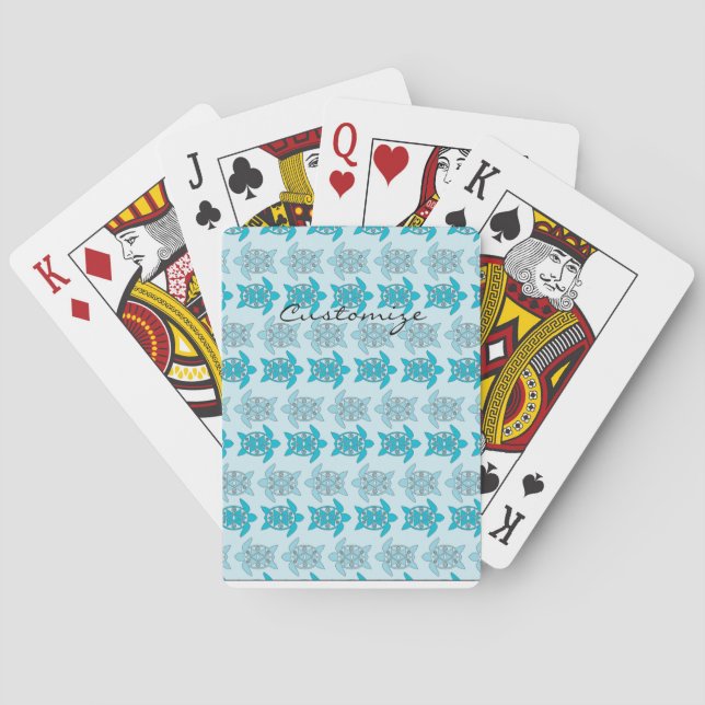 Blue Turtles Swimming Thunder_Cove Playing Cards (Back)