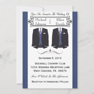 Blue Tuxedo Gay Wedding Invitations