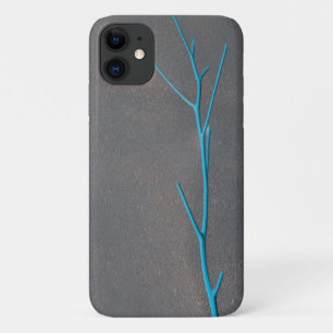 Blue Twig Grey Concrete Minimalism iPhone 11 Case