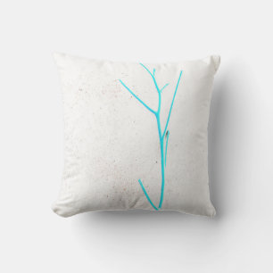 Blue Twig White Concrete Texture Cushion Pillow