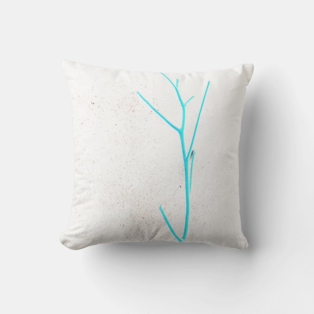 Blue Twig White Concrete Texture Cushion Pillow (Front)
