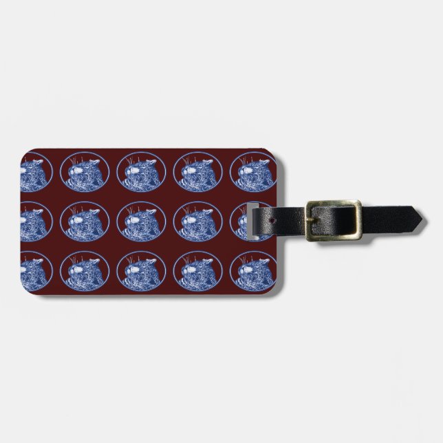 Blue Twilight Exotic Wild Jungle Leopard Luggage Tag (Front Horizontal)