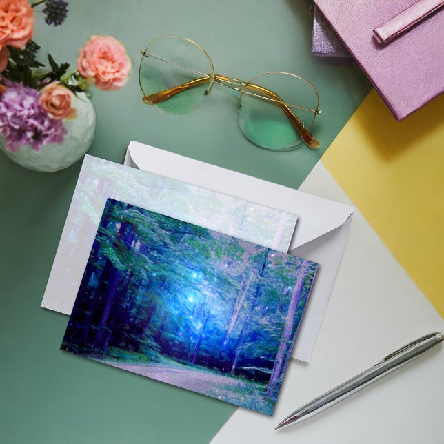 Blue Twilight Firefly Glow Fantasy Woods  Card (Creator Uploaded)