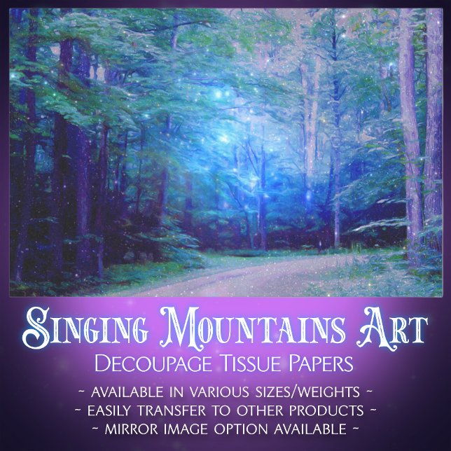 Blue Twilight Forest Glowing Fireflies Decoupage  Tissue Paper (Creator Uploaded)