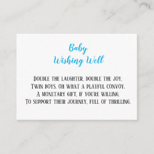 Blue Twin Baby Boys Wishing Well Baby Shower Enclosure Card